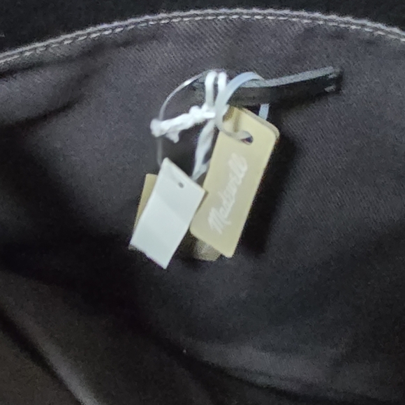 NWT Madewell Black Cow Leather Zip Top Transport Crossbody Bag Top Handle Purse - Picture 8 of 15